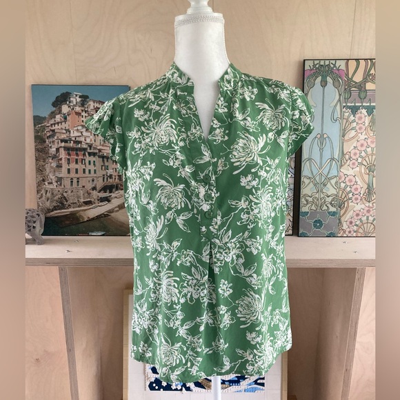 Alfani Silk Green Floral Top - Picture 4 of 9